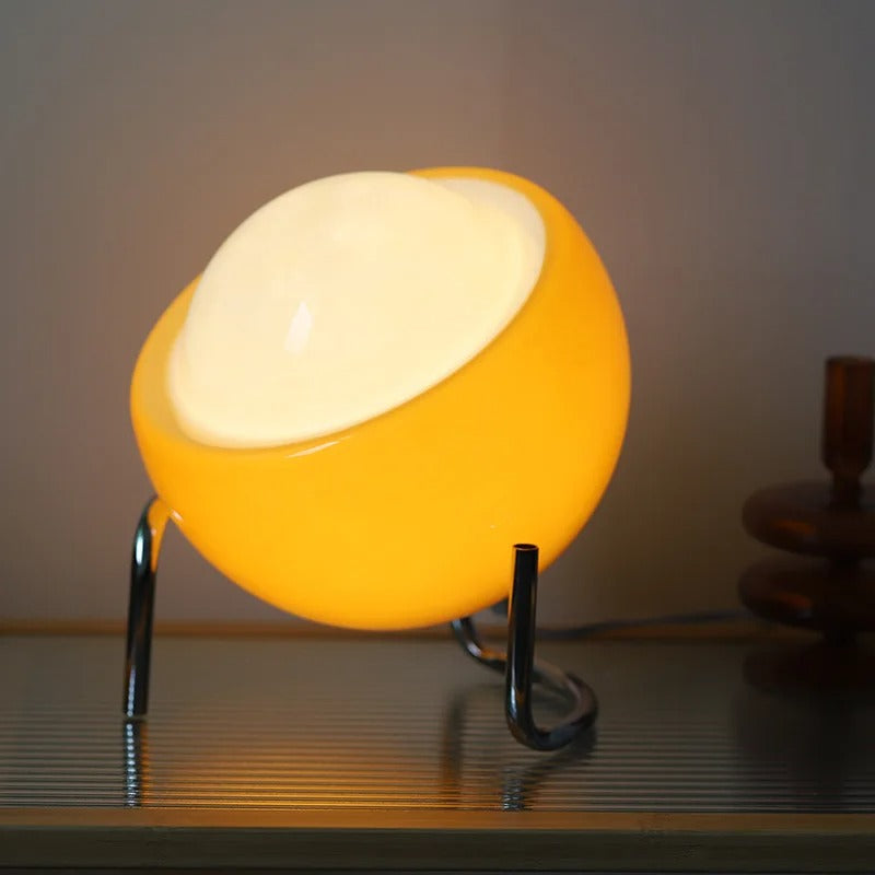 Lampe de Chevet Orange en Métal et Pierre de Verre
