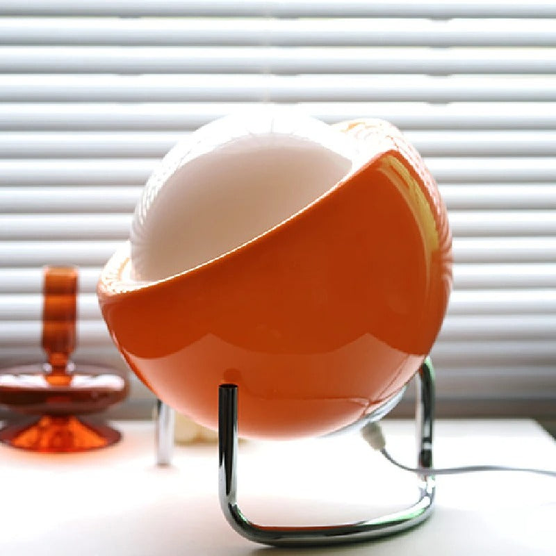 Lampe de Chevet Orange en Métal et Pierre de Verre