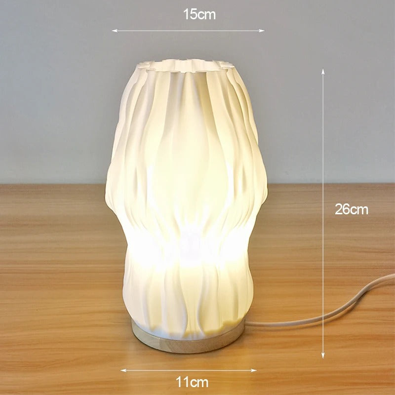 Lampe de Chevet Design en Bois et ABS – Blanc