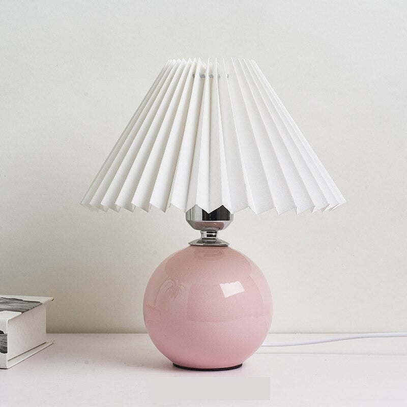 Lampe de Chevet Rose Poudré en Céramique et Tissu