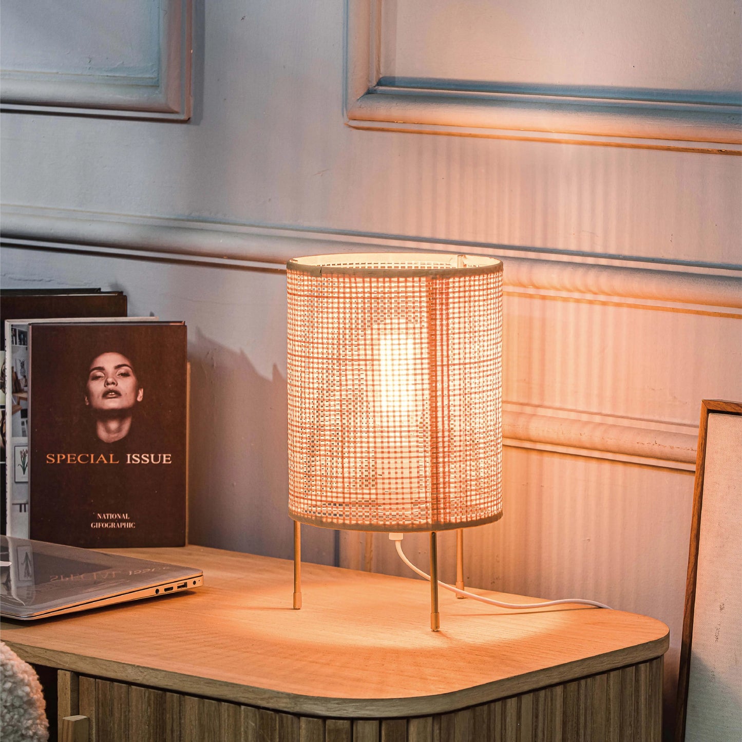 Lampe de chevet en rotin, bois et osier – Style bohème