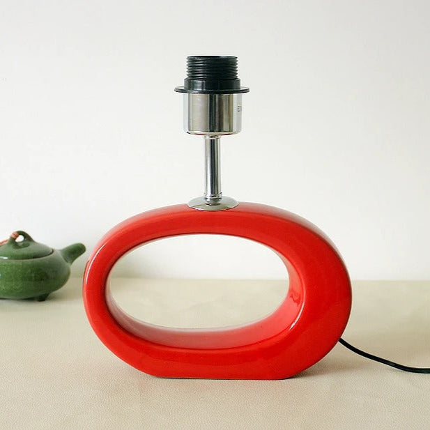 Lampe de Chevet Rouge en Céramique et Tissu