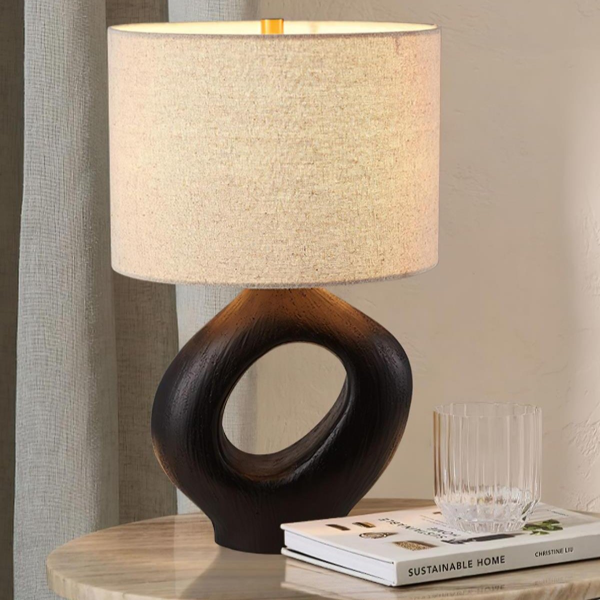 Lampe de Chevet Scandinave en Céramique et Tissu