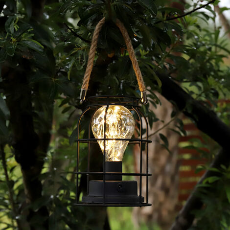 Lampe de Chevet Industrielle à Piles avec Poignée en Corde