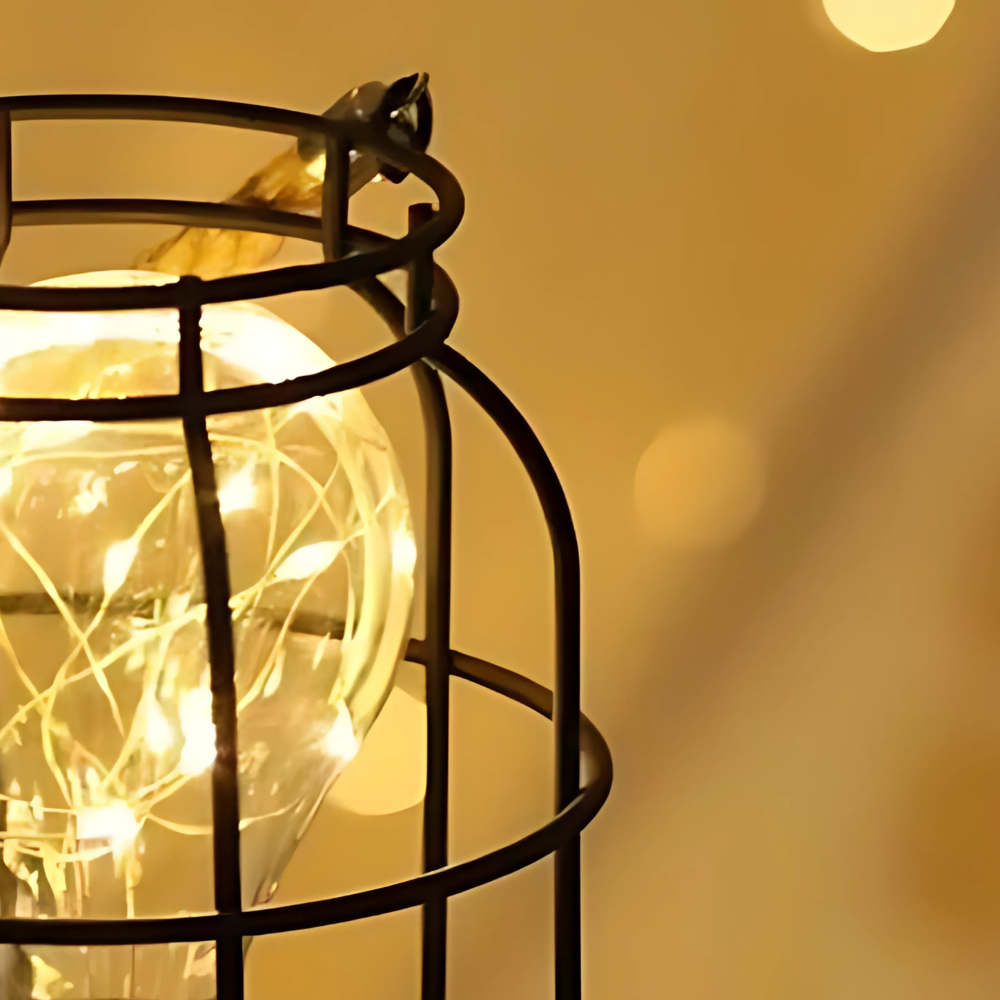 Lampe de Chevet Industrielle à Piles avec Poignée en Corde