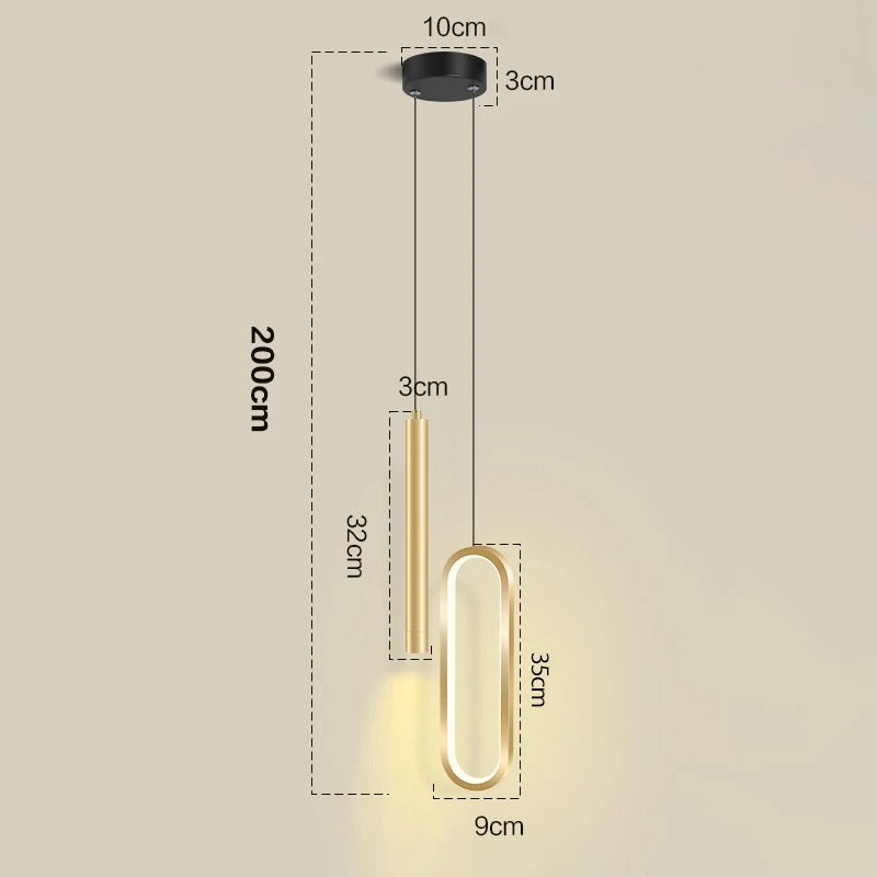 Lampe de Chevet Suspendue au Plafond – Noir ou Doré