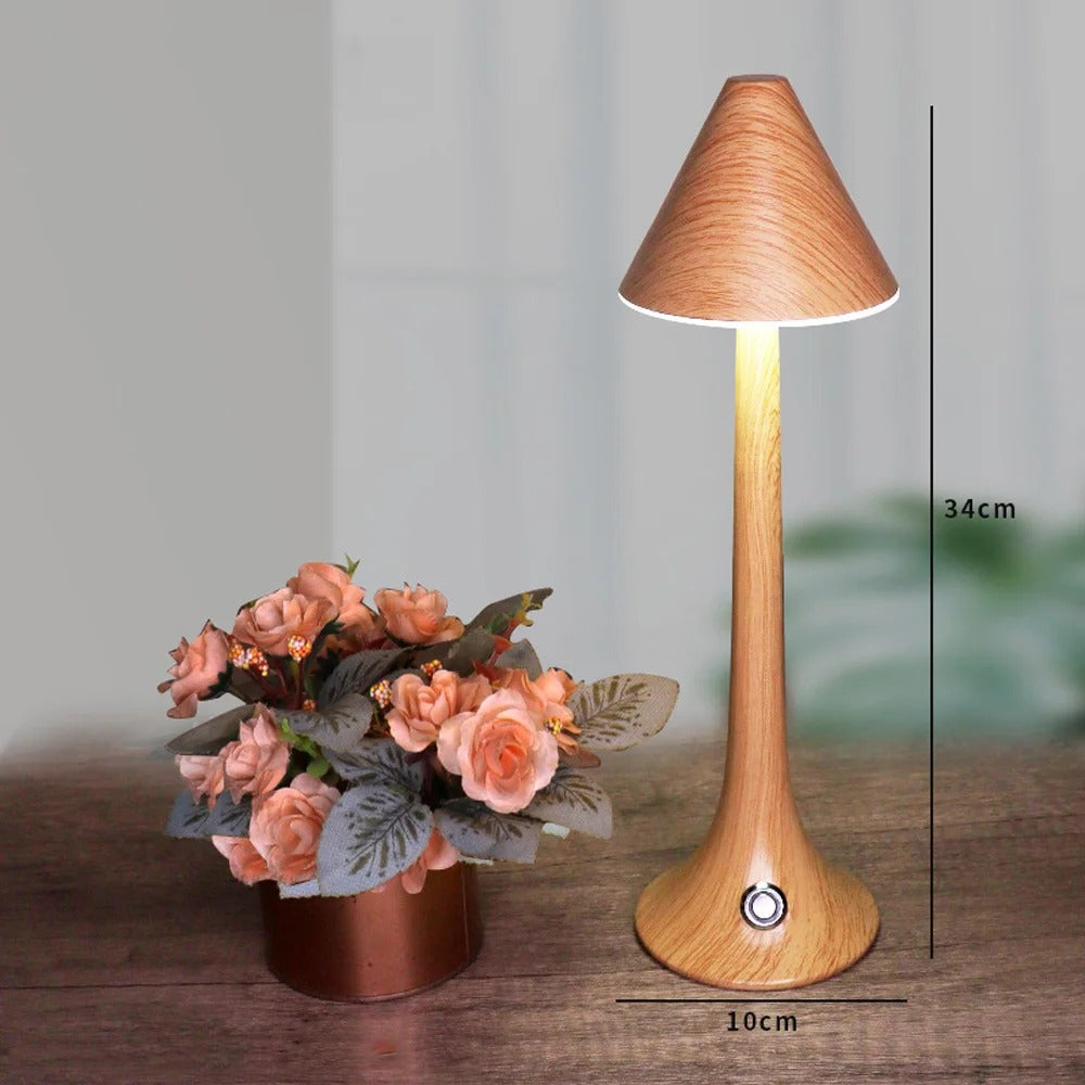Lampe de Chevet en Bois Tactile Sans Fil Rechargeable