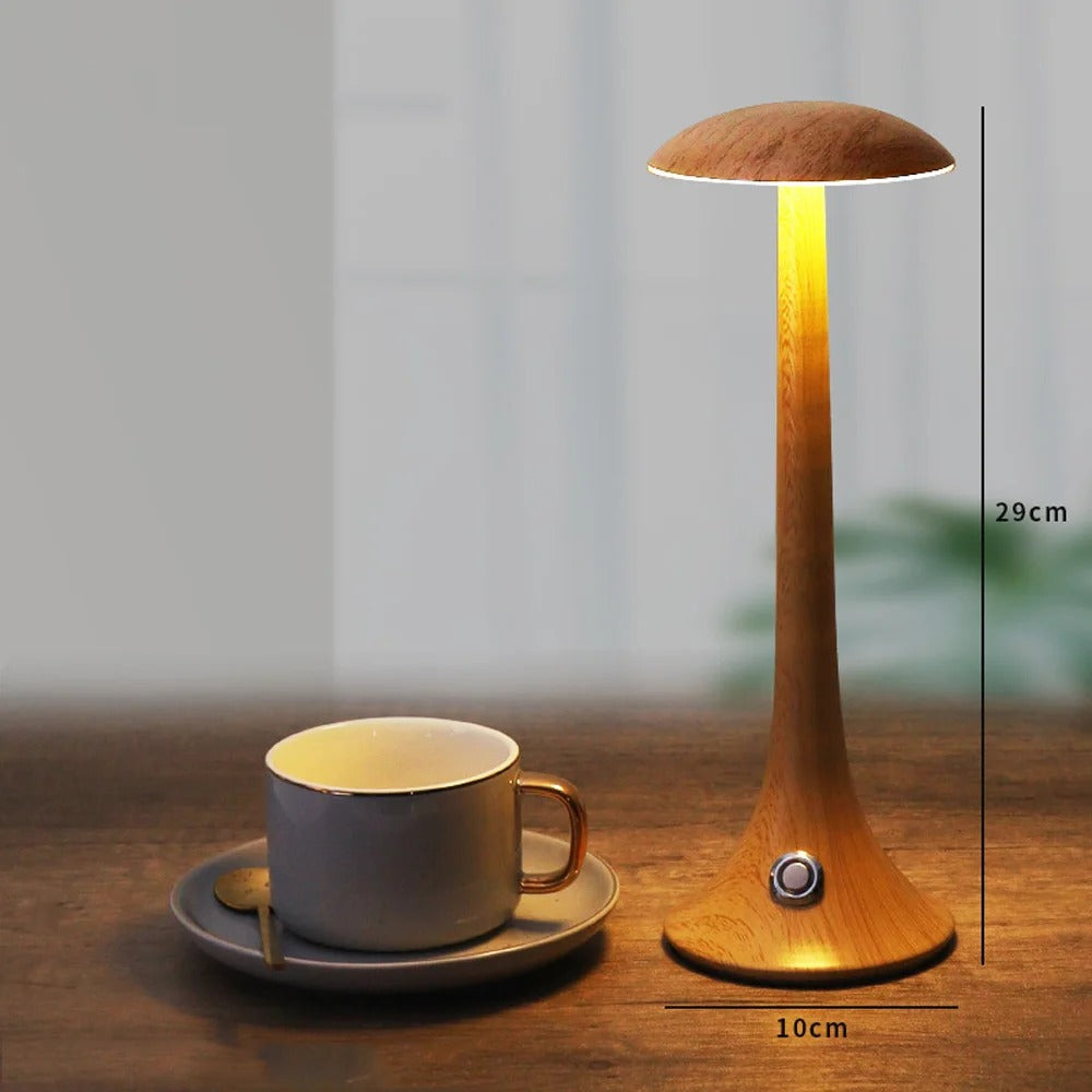 Lampe de Chevet en Bois Tactile Sans Fil Rechargeable