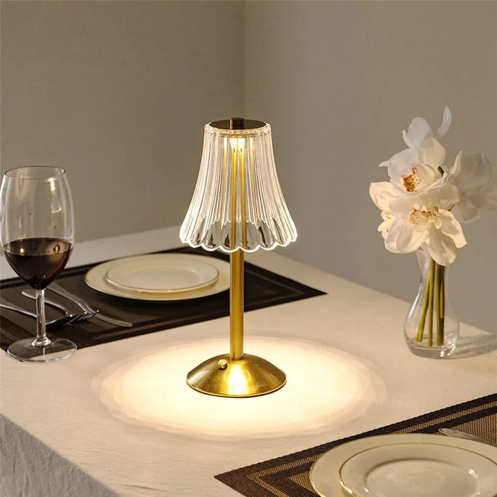 Lampe de Chevet Tactile Sans Fil Effet Cristal
