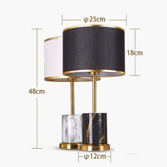 Lampe de chevet métal doré et abat-jour tissu