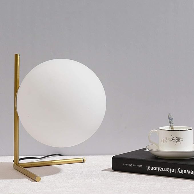 Lampe de Chevet Boule en Métal Doré et Verre
