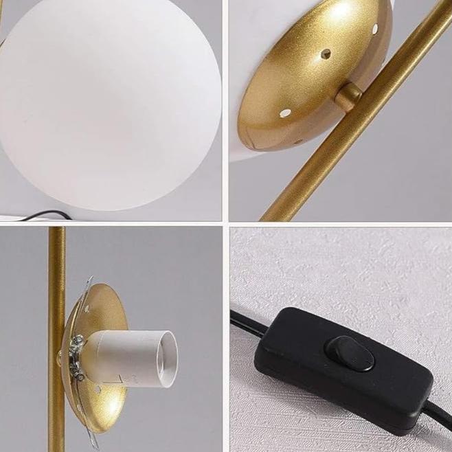 Lampe de Chevet Boule en Métal Doré et Verre