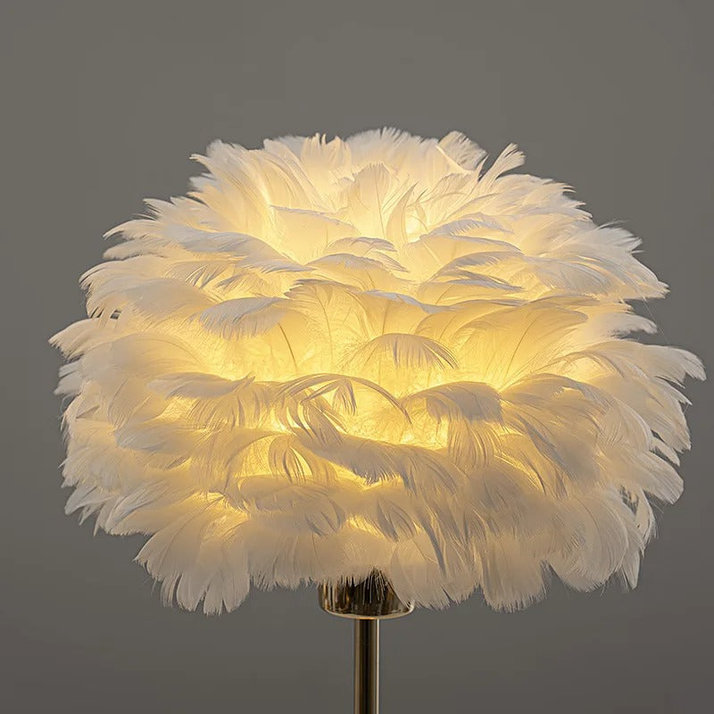 Lampe de Chevet en Plumes avec Pied en Métal