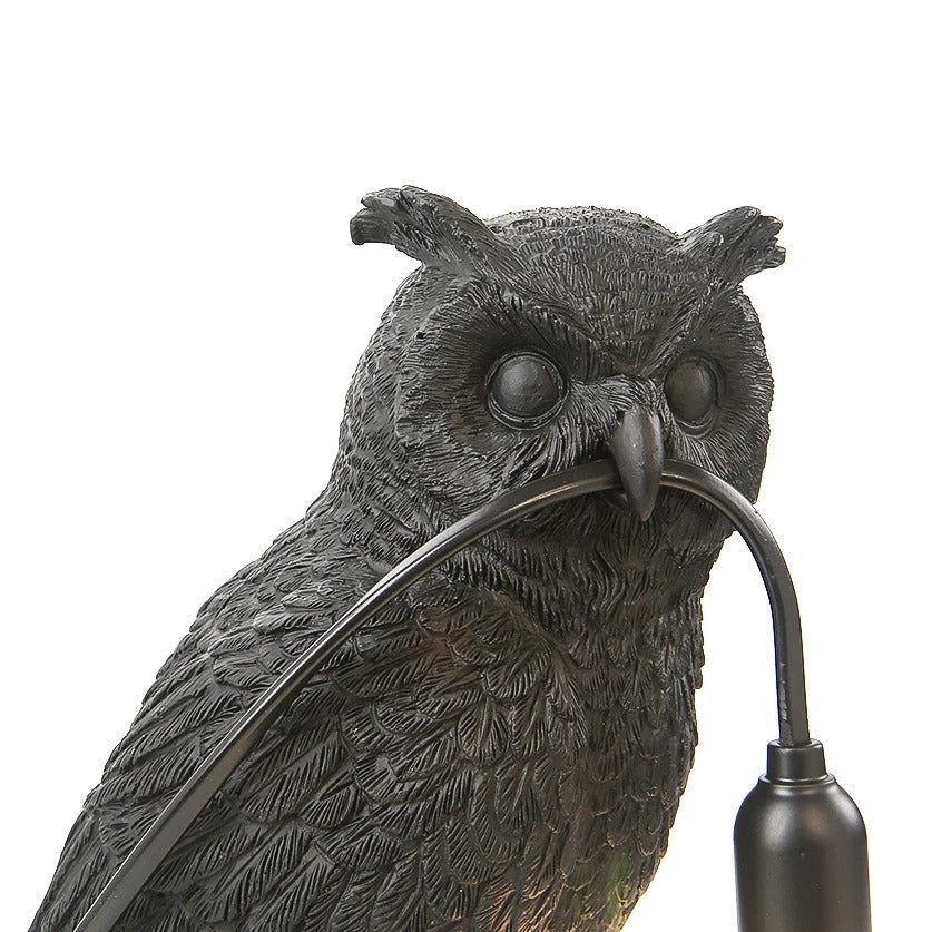 Lampe de chevet Hibou en résine noire