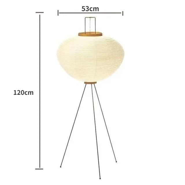 Lampe Japonaise sur Pied en Papier de Riz et Métal