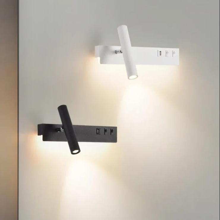 Lampe Liseuse de Chevet en Aluminium avec Port USB