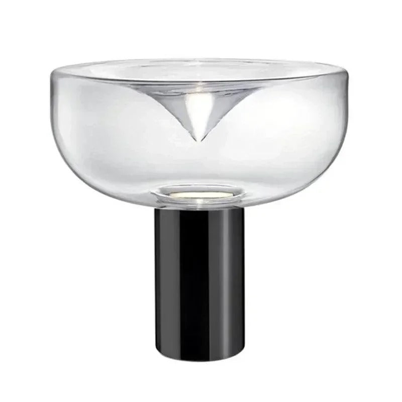 Lampe de chevet design en métal et pierre de verre