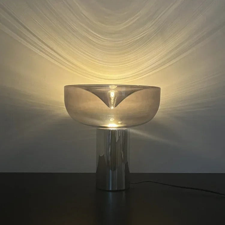 Lampe de chevet design en métal et pierre de verre