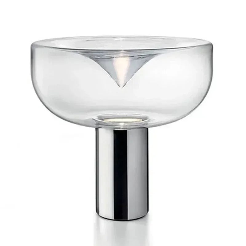 Lampe de chevet design en métal et pierre de verre
