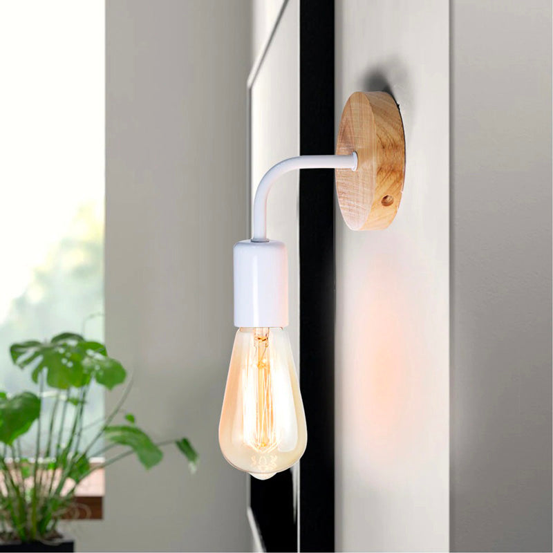 Lampe Murale de Chevet en Bois et Métal Orientable