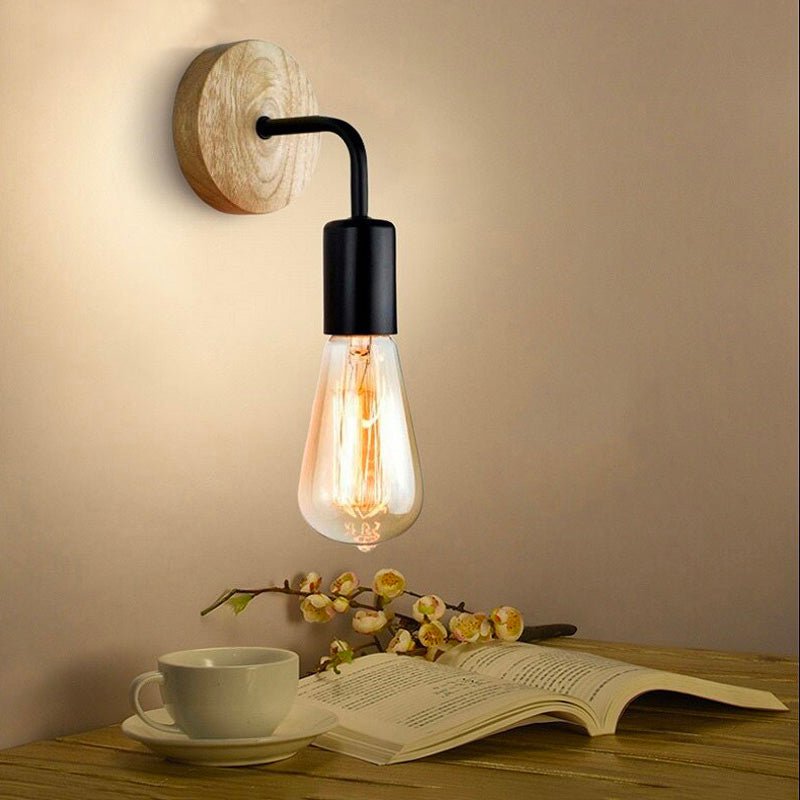 Lampe Murale de Chevet en Bois et Métal Orientable