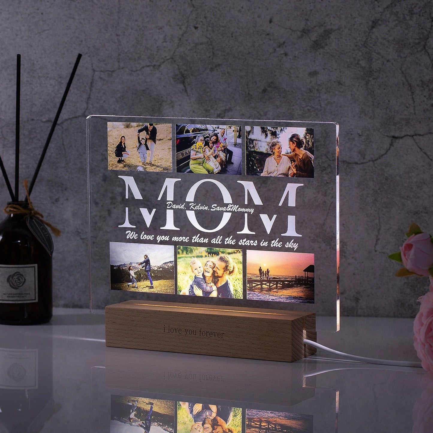 Lampe Personnalisée Acrylique – Photo & Prénom