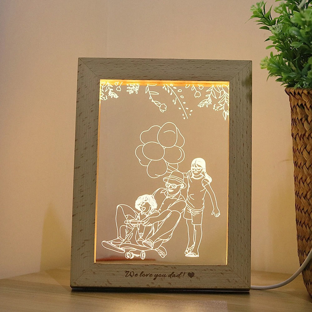 Lampe Photo Personnalisée en Bois et Acrylique