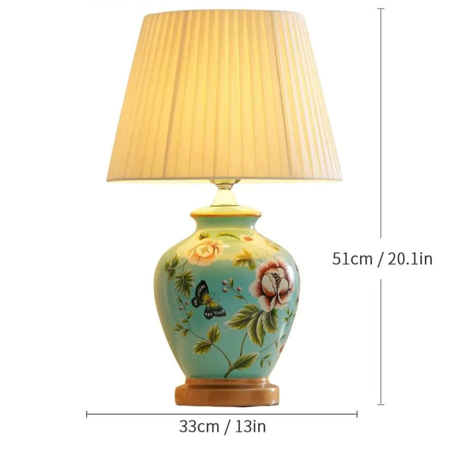 Lampe de Chevet Pied en Céramique Peinte à la Main