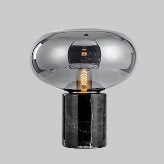 Lampe de chevet pied en marbre et abat-jour en verre