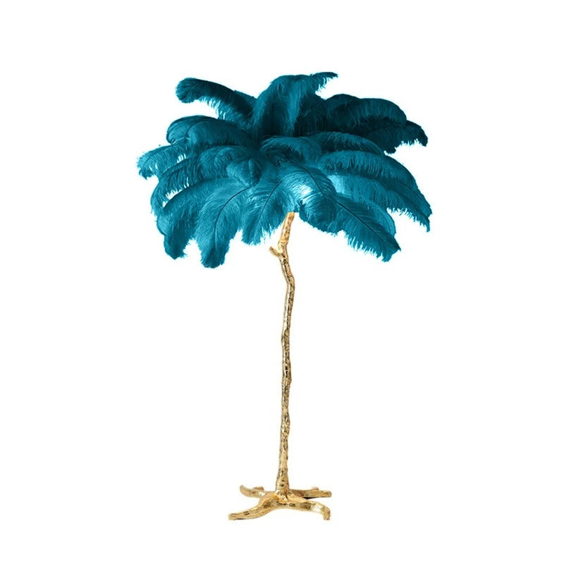 Lampe à Plumes d'Autruche – Pied Doré Décoratif