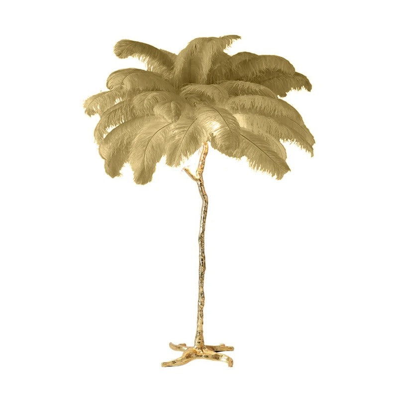 Lampe à Plumes d'Autruche – Pied Doré Décoratif