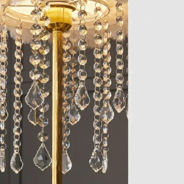 Lampe Plume sur Pied – Métal Doré et Cristaux