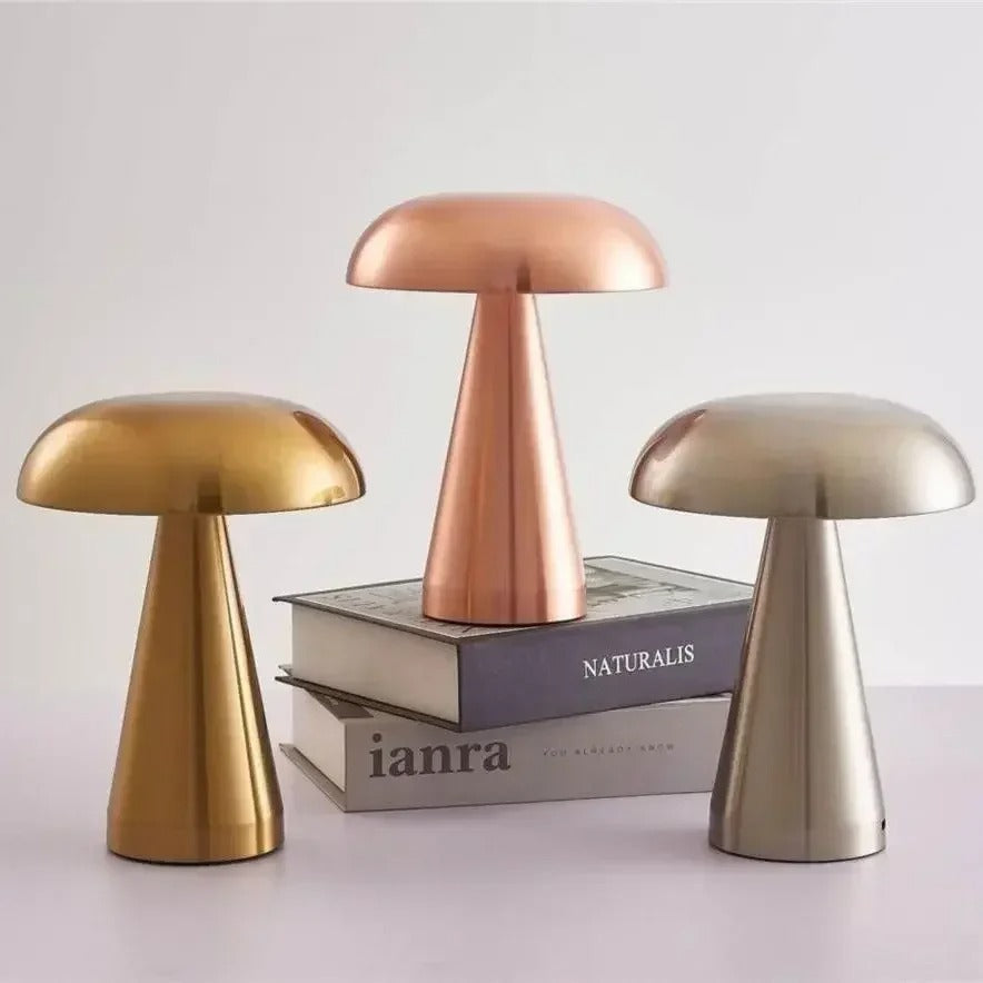 Lampe de chevet tactile design champignon en métal