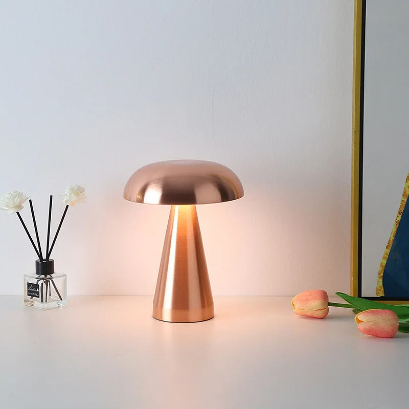 Lampe de chevet tactile design champignon en métal
