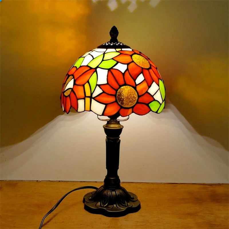 Lampe Tiffany artisanale – Abat-jour vitrail floral