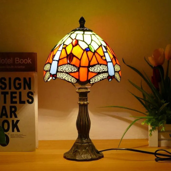 Lampe Tiffany Libellule en Verre et Métal