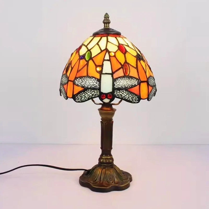Lampe Tiffany Libellule en Verre et Métal
