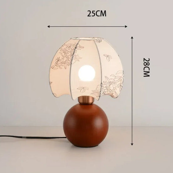 Lampe de chevet vintage en bois et abat-jour tissu