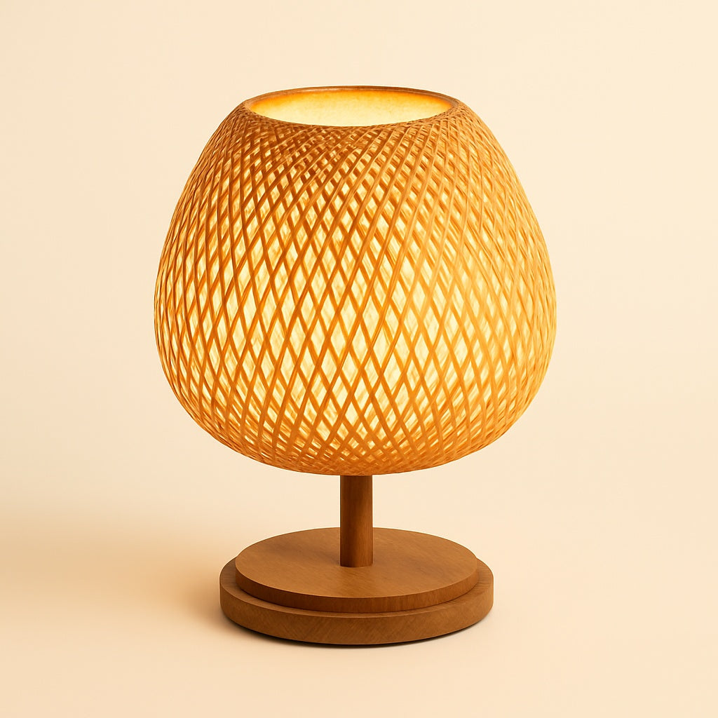 Lampe de Chevet en Rotin Tissé à la Main – Style Bohème