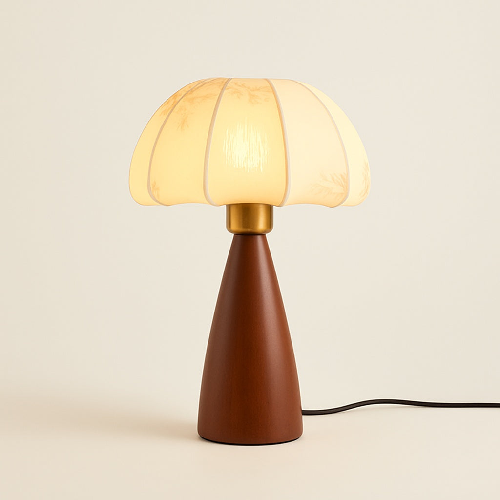 Lampe de Chevet Vintage en Bois et Abat-jour Tissu