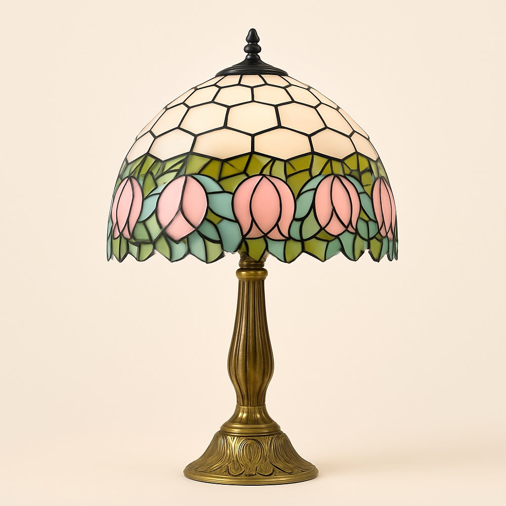 Lampe Tiffany Magnolia – Vitrail Floral Fait Main