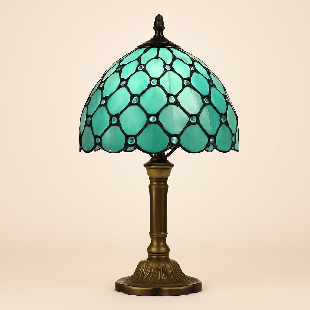 Lampe Tiffany Émeraude en Vitrail – Style Vintage