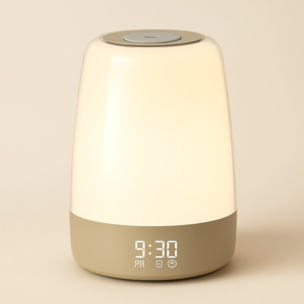Lampe de chevet avec réveil et simulation lever de soleil