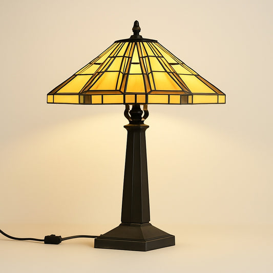Lampe Tiffany Art Déco – Vitrail Géométrique Doré