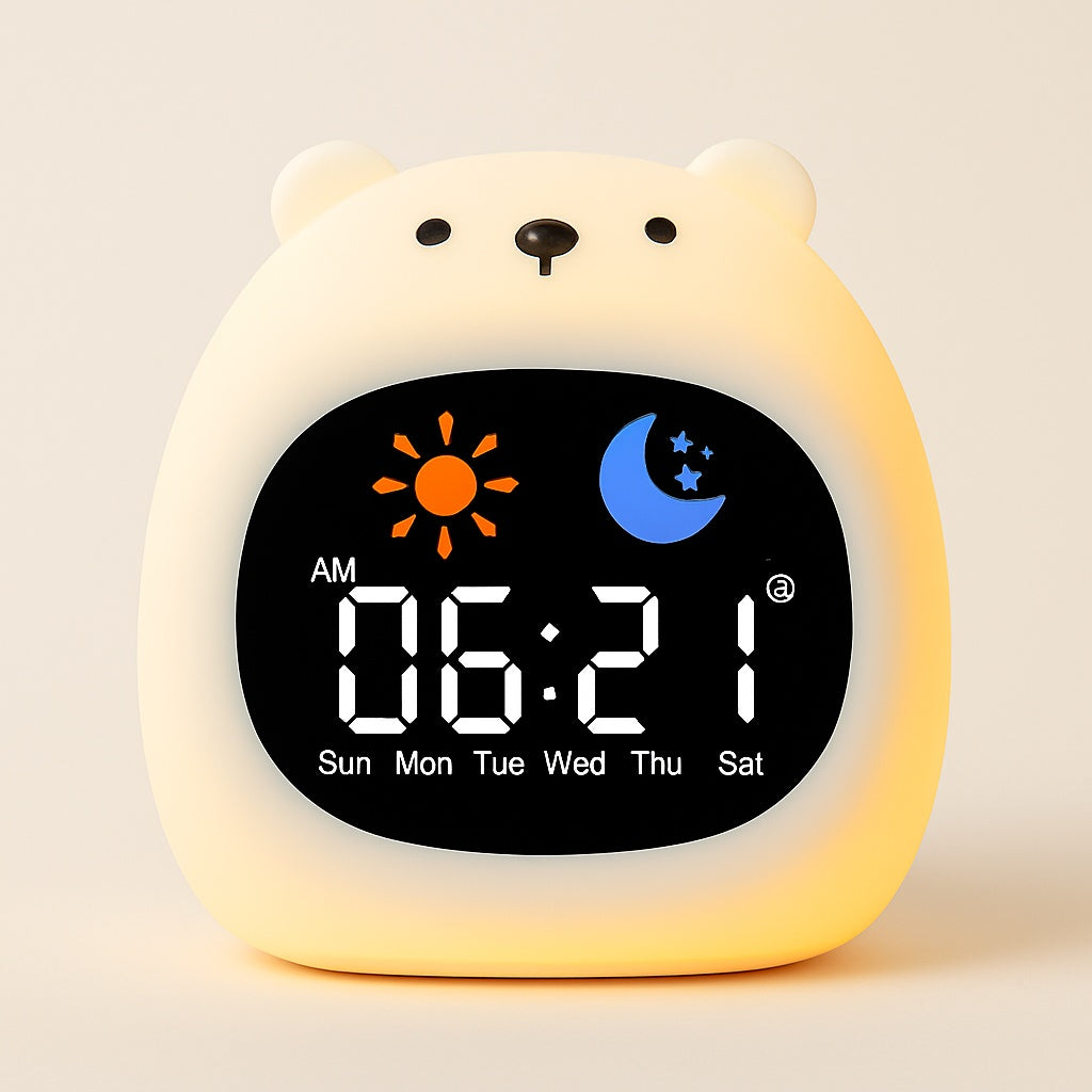 Réveil Veilleuse Enfant avec Sons Apaisants et Lumière RGB