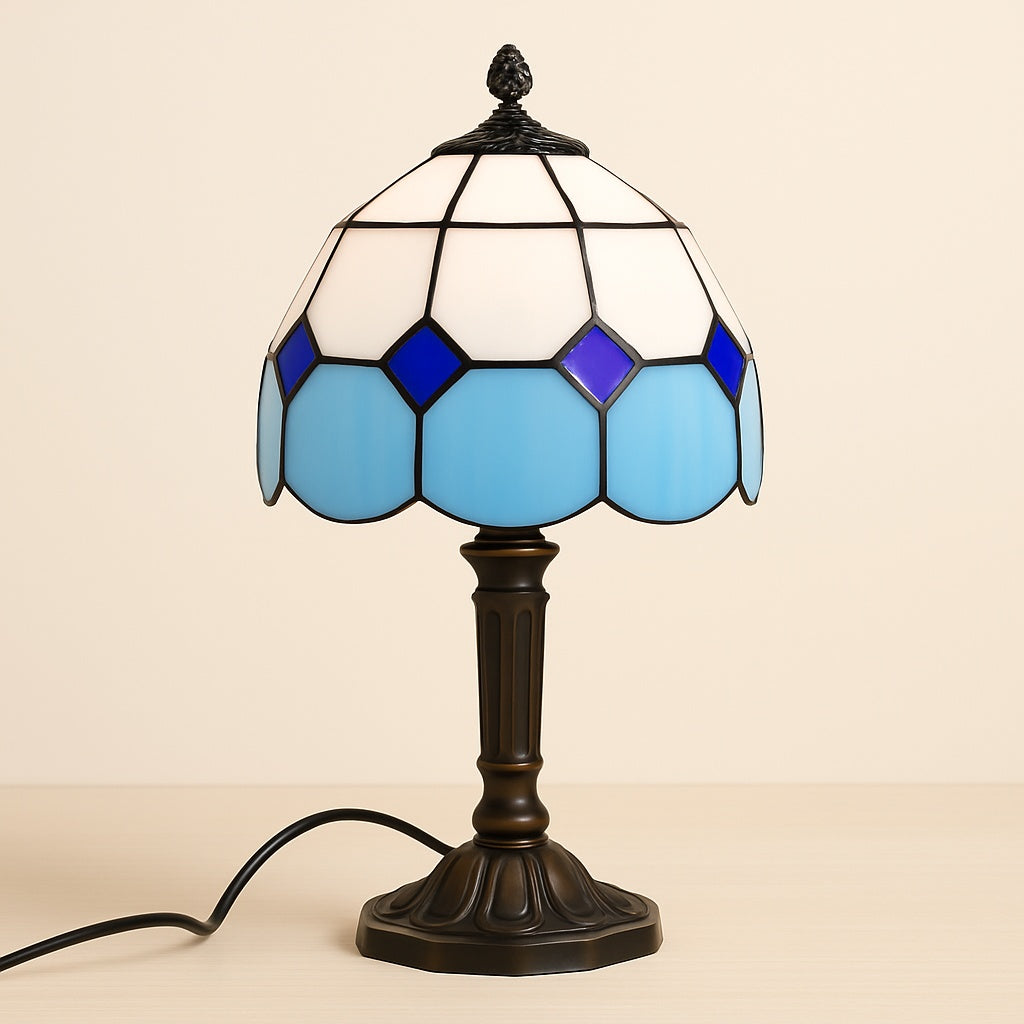 Lampe Tiffany Saphir en Vitrail – Style Vintage