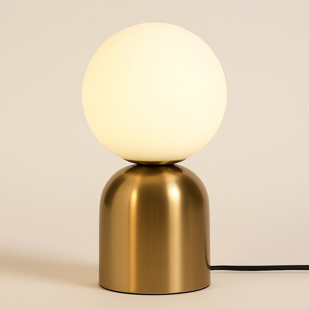 Lampe Boule en Verre à Poser – Base Métal Doré