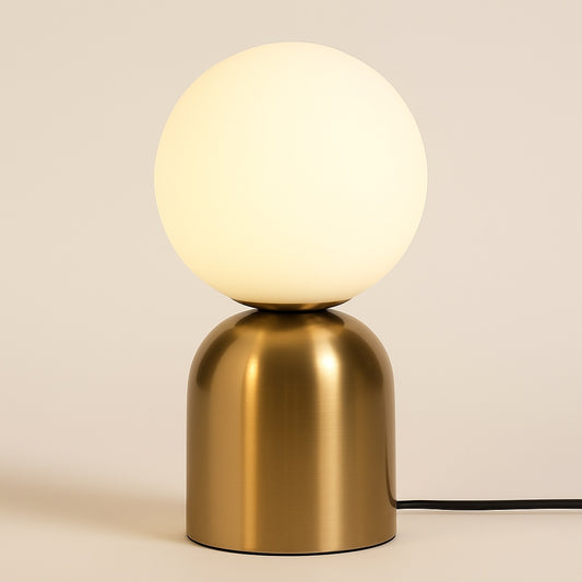 Lampe Boule en Verre à Poser – Base Métal Doré