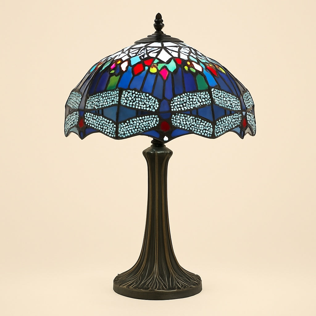 Lampe Tiffany Bleue Libellule – Artisanat Vitrail