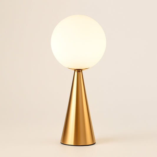 Lampe à Poser Boule en Verre et Métal Doré